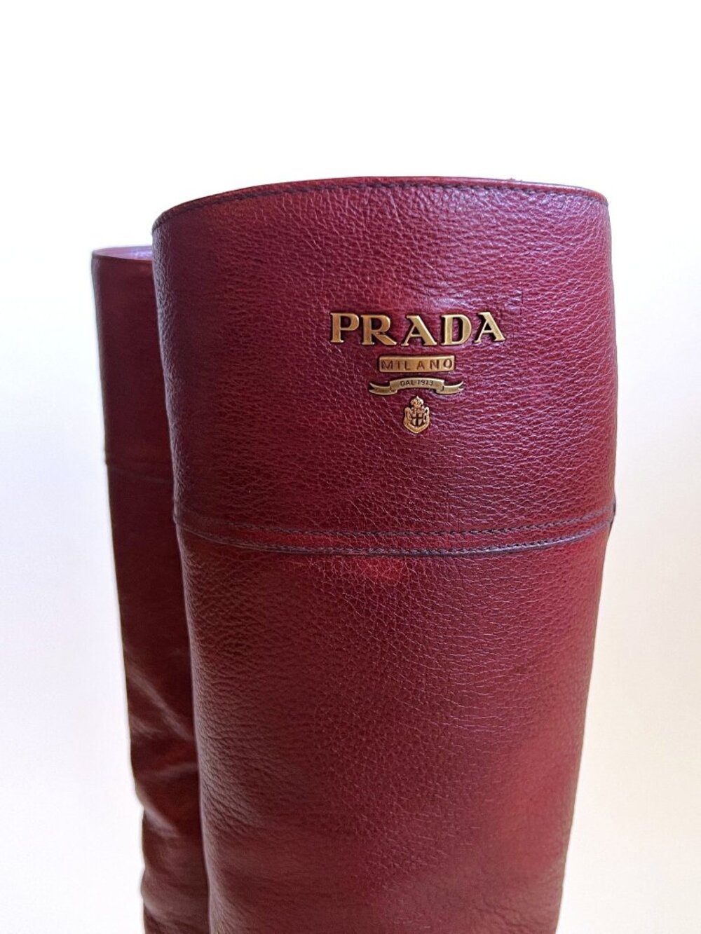 PRADA Women's Red Cervo Antic Knee-High Riding Boots, size EU 37 New without Box - Picture 6 of 13